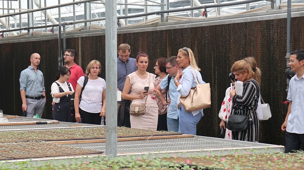 研修班一行來到由托普云農(nóng)與蕭山農(nóng)科所聯(lián)合搭建的現(xiàn)代農(nóng)業(yè)產(chǎn)業(yè)園進(jìn)行考察